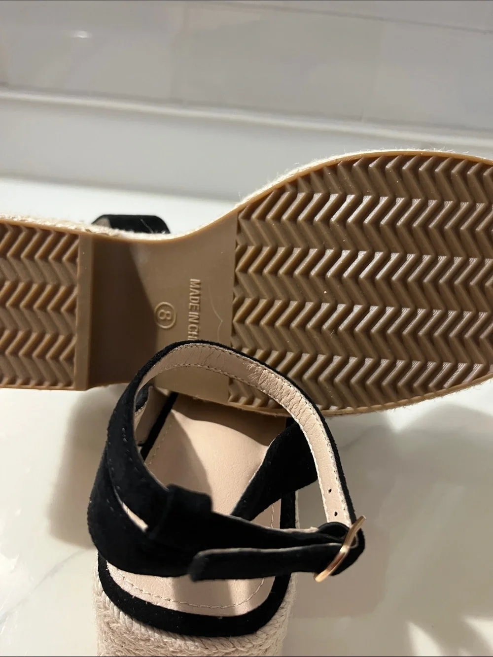 Amazon Black Platform Espadrille Wedge Sandals with Ankle Strap